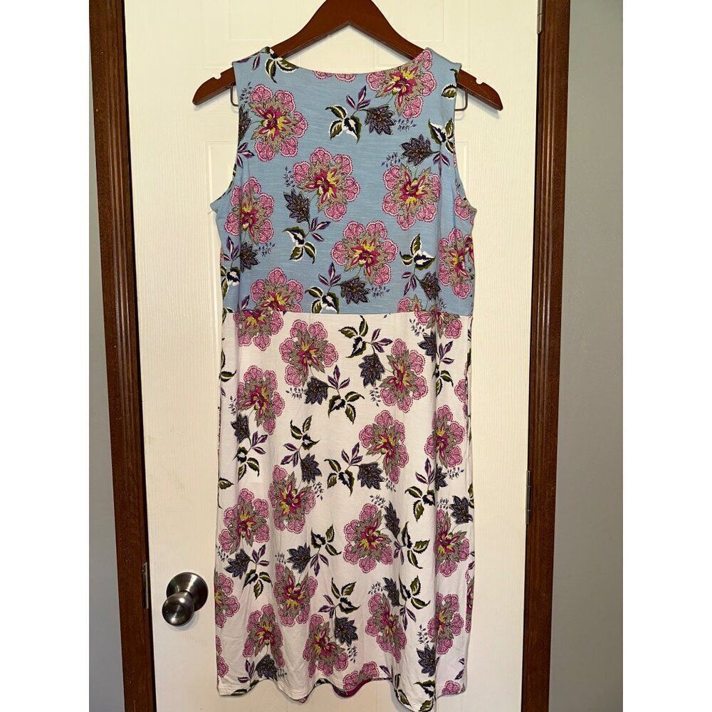 J. Jill Floral Colorblock DressโV Neck Sleeveless Side Pockets Stretch Size Smal - Picture 11 of 13